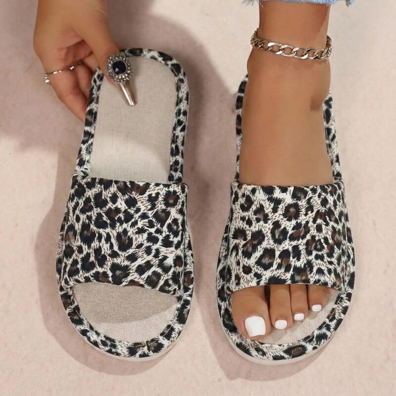 Home Textile - Pantuflas de Lino con Estampado de