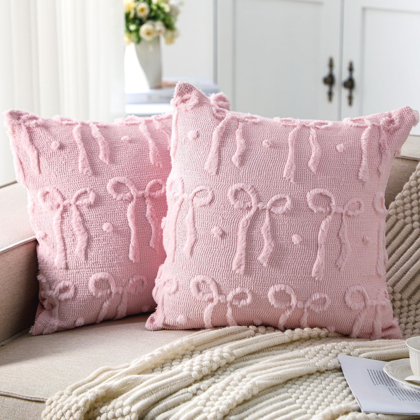 Fundas de almohada con lazo ro - Pillow Insert 18X18 reseña y precio
